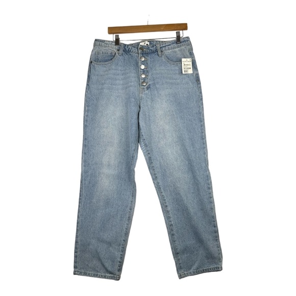 BP Nordstrom Women's Jeans Size 32 Light Wash Button Fly Mom High Rise - Picture 1 of 9